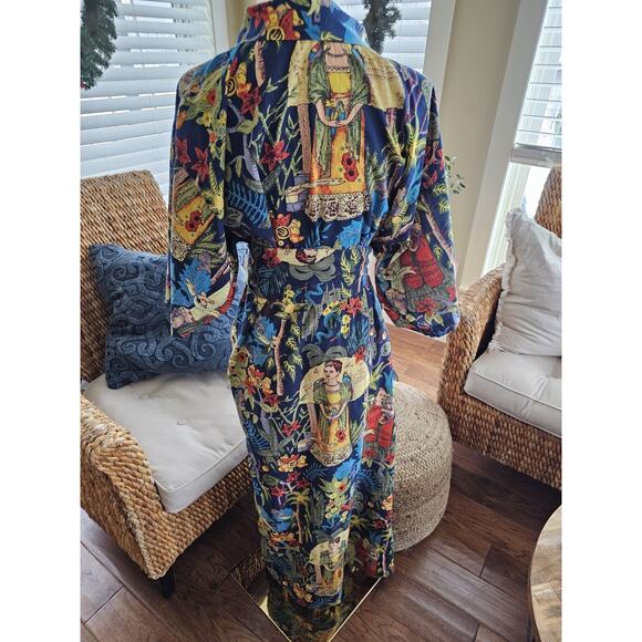 Frida Kahlo Kimono Robe Tropical Women's One Size 100 % Cotton - Picture 3 of 10
